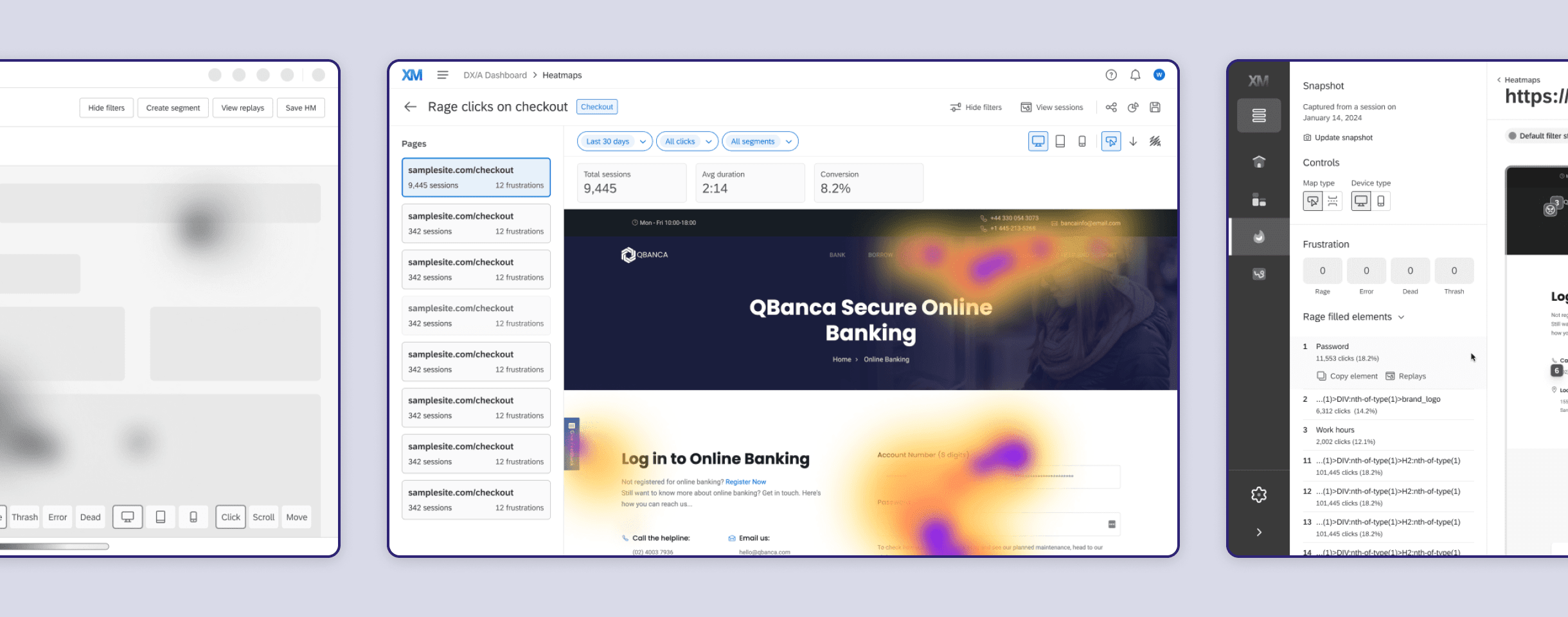 Design iterations for visualizations and controls for clickmaps